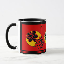 Rotes gelbes Schwarzes der freundlichen Tasse