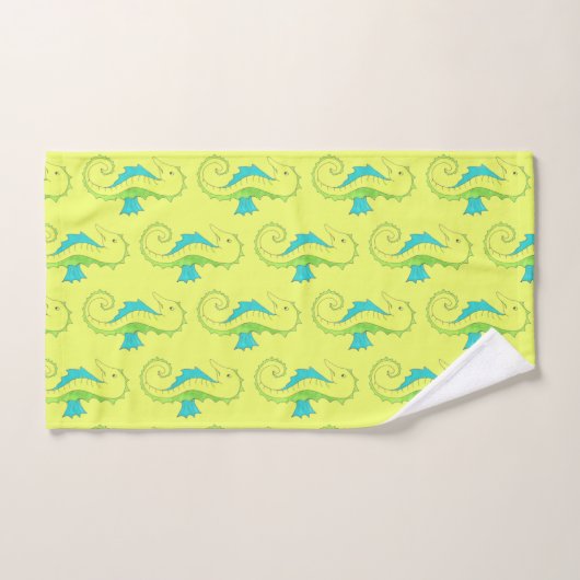 Rotes Gelbes Seepferd - Horse Beach Tier Badhandtuch Set (Handtuch)