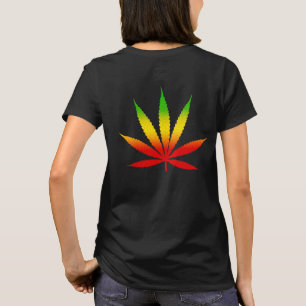Rotes gelbes u. grünes Rasta Blatt jamaikanisches T-Shirt
