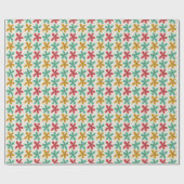 Rotes, gelbes und teales Blumendesign Geschenkpapier (Flach)