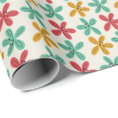 Rotes, gelbes und teales Blumendesign Geschenkpapier (Rolleneckpunkt)
