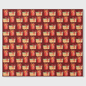 Rotes, gelbes Weihnachtsgeschenk dunkles rotes Wra Geschenkpapier (Flach)
