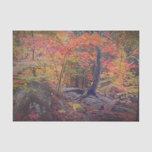 Rotes Gelbwald im Herbst Seidenpapier (Vorderseite)