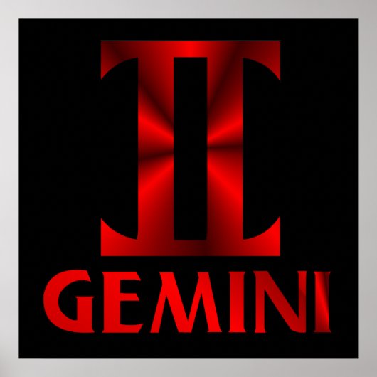 Rotes Gemini Horoskop Symbol Poster (Vorne)
