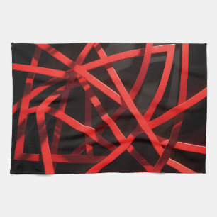 Rotes Geometrisches Abstraktes Chaos Geschirrtuch