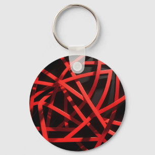 Rotes Geometrisches Abstraktes Chaos Schlüsselanhänger