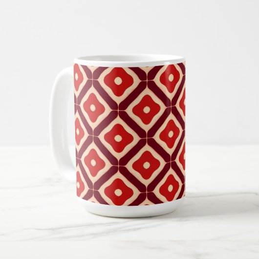 rotes geometrisches abstraktes Design Kaffeetasse (Vorderseite Links)
