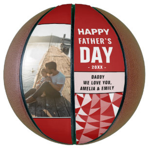Rotes geometrisches Daddy Happy Father's Day Foto  Basketball
