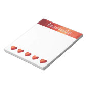 rotes geometrisches Herz und personalisierter Name Notizblock (Rotiert)