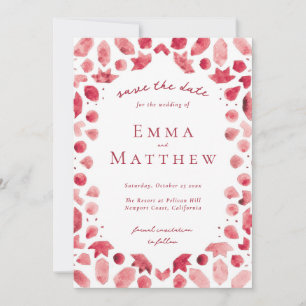 Rotes geometrisches kompliziertes Muster mit QR Save The Date