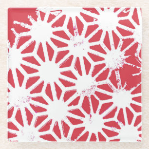 rotes geometrisches Muster Glasuntersetzer
