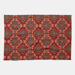 rotes geometrisches Muster / Indianerausdruck Geschirrtuch
