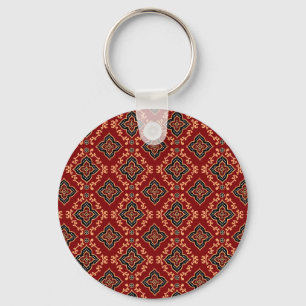rotes geometrisches Muster / Indianerausdruck Schlüsselanhänger