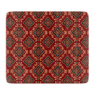 rotes geometrisches Muster / Indianerausdruck Schneidebrett
