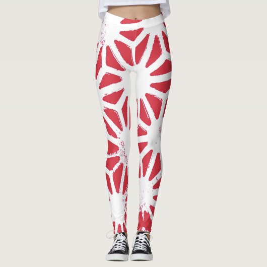 rotes geometrisches Muster Leggings (Vorderseite)