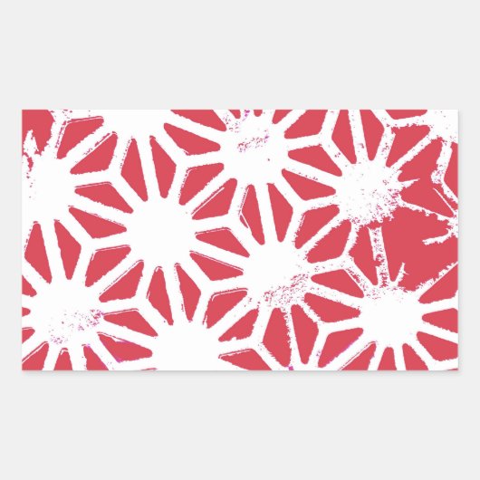 rotes geometrisches Muster Rechteckiger Aufkleber (Vorderseite)