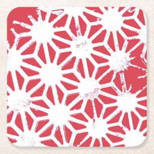rotes geometrisches Muster Rechteckiger Pappuntersetzer