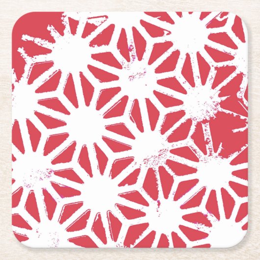 rotes geometrisches Muster Rechteckiger Pappuntersetzer (Vorderseite)