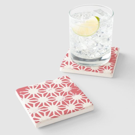 rotes geometrisches Muster Steinuntersetzer (Seitenansicht)