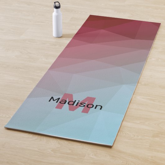 Rotes geometrisches Omermuster Monogram Yogamatte (Beispiel)