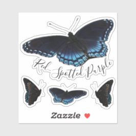 Rotes Gepunktetes Lila Butterfly-Set Aufkleber