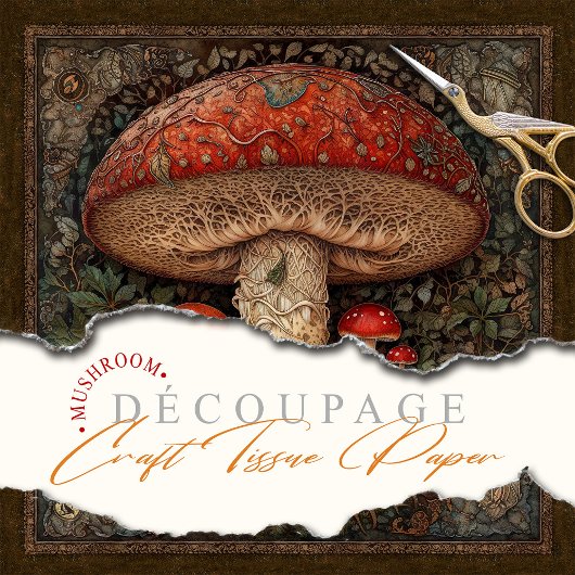 Rotes Gepunktetes Pilz-Dekouten aus Holz Seidenpapier