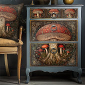 Rotes Gepunktetes Pilz-Dekouten aus Holz Seidenpapier