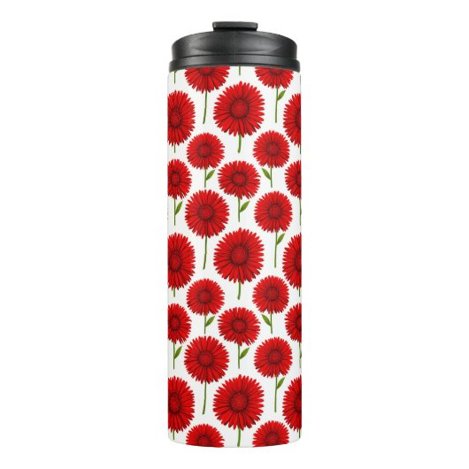 Rotes Gerbera-Daisy-Sträußchen Thermosbecher (Vorderseite)