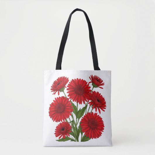 Rotes Gerbera-Gänseblümchen-Bouquet Tasche (Vorderseite)