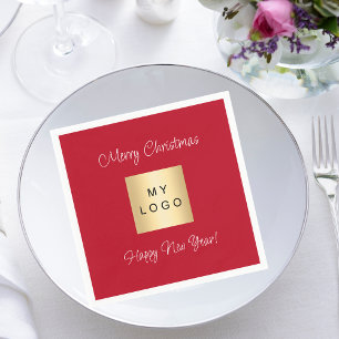 Rotes Geschäft-Logo Weihnachten Serviette