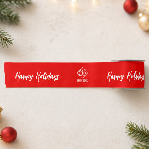 Rotes Geschäftslogo Gebrandetes Weihnachten Satinband