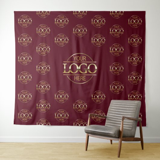 Rotes Geschäftslogo Step & Repeat Hintergrundbanne Wandteppich (Beispiel (Horizontal))