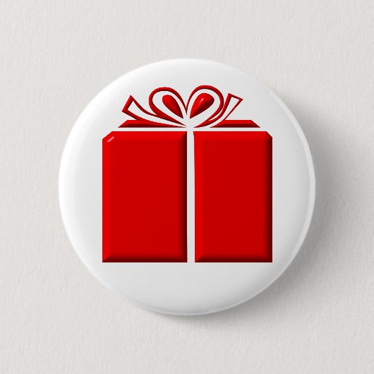 Rotes Geschenk mit Bogen Button (Vorderseite)