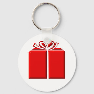 Rotes Geschenk mit Bogen Schlüsselanhänger