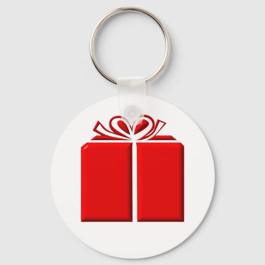 Rotes Geschenk mit Bogen Schlüsselanhänger (Vorderseite)