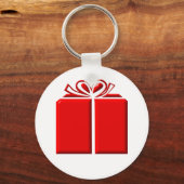 Rotes Geschenk mit Bogen Schlüsselanhänger (Vorderseite)