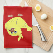 Rotes Geschirrtuch mit Tier-rosa Flamingo-Küken (Viertel Falte)