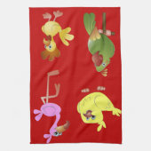 Rotes Geschirrtuch mit Tier-rosa Flamingo-Küken (Vertikal)