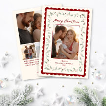Rotes geschwungenes Weihnachts-Fünf-Foto