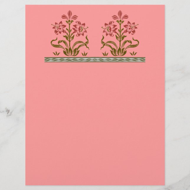 Rotes gestrichelte Blume Design Rosa Scrapbook Pap (Vorderseite)