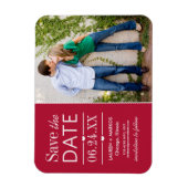 Rotes geteiltes Panel-Foto Save the Date Magnet (Vertikal)