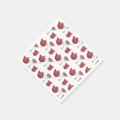 Rotes getüpfeltes Teeservice und Erdbeermuster Serviette (Ecke)