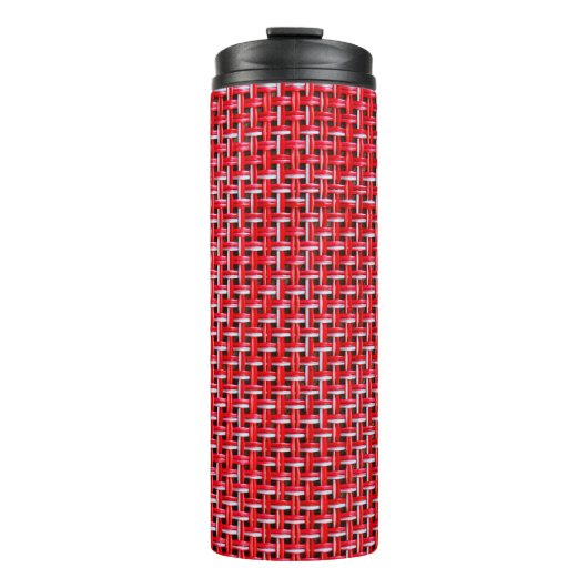 Rotes Gewebe nahtlose Textur von Bambusweide Ratta Thermosbecher (Vorderseite)