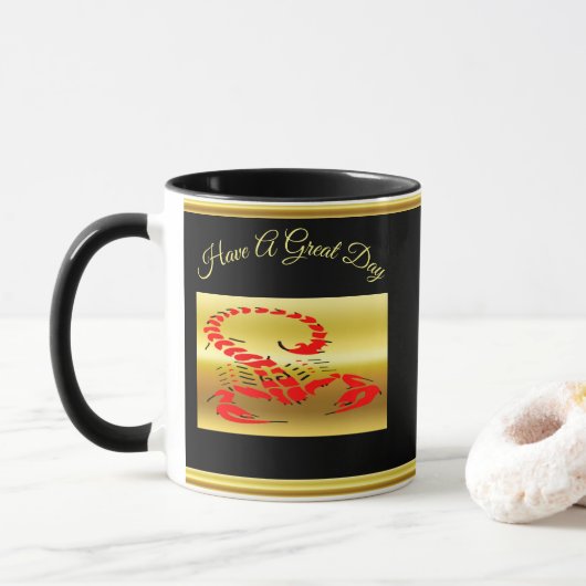 Rotes Giftkorpion sehr giftiges Insekt Tasse (Mit Donut)