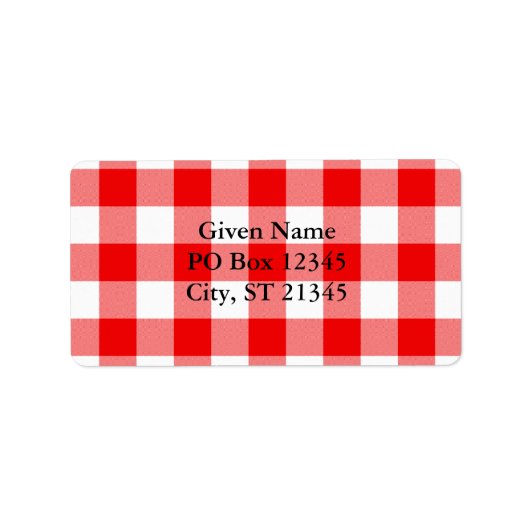 Rotes Gingham Adressaufkleber (Vorne)
