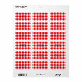 Rotes Gingham Adressaufkleber (Vorne)