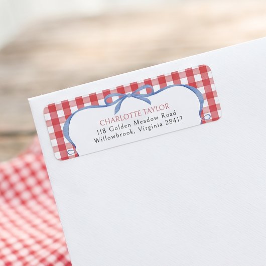 Rotes Gingham All American Rücksendeadresse