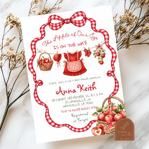 Rotes Gingham-Apfel-Mädchen-Baby-Party Einladung