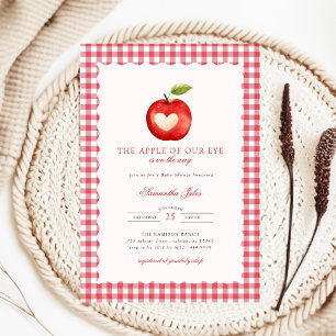 Rotes Gingham-Apple of Our Eye-Baby-Shower Einladung