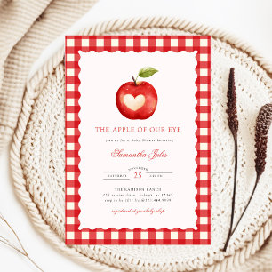 Rotes Gingham Apple of Our Eye Babyshower Einladung